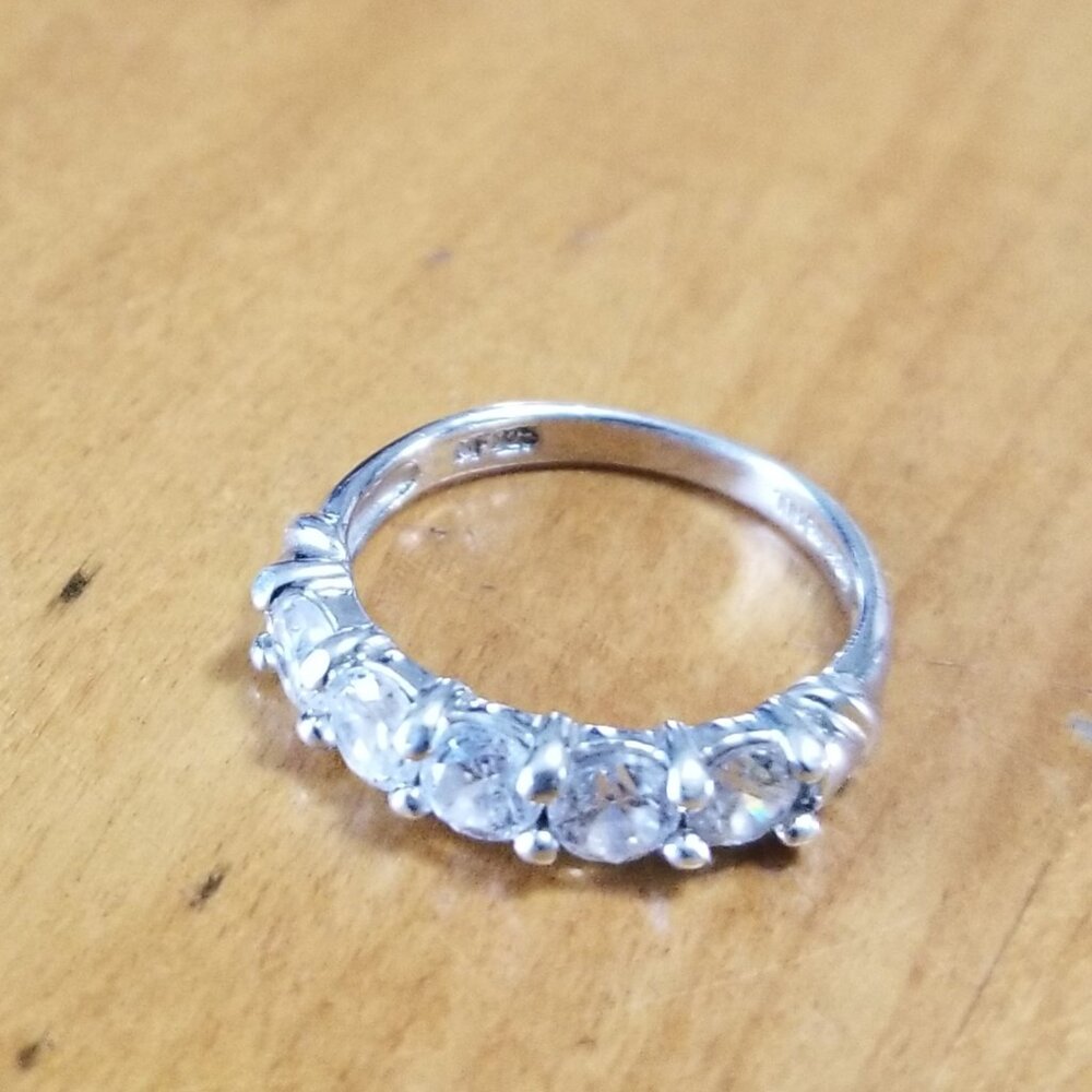 925 Silver Band Ring with Five Stones